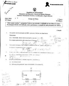 Exame de Física 10ª Classe (2018)