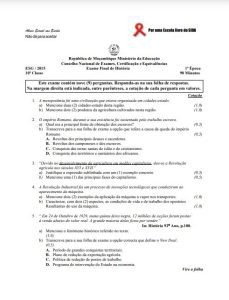 Exame de História 10ª Classe (2015)