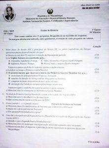 Exame de História 10ª Classe (2019)