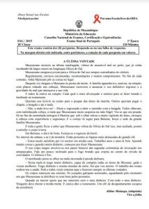 Exame de Português 10ª Classe (2015)