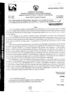 Exame de Português 10ª Classe (2023)