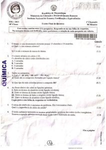 Exame de Química 10ª Classe (2021)