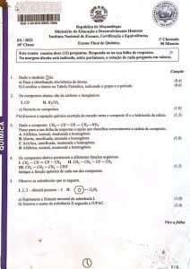 Exame de Química 10ª Classe (2022)