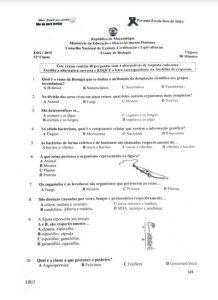 Exame de Biologia 12ª Classe (2015)