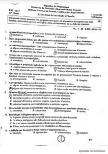 Exame de Filosofia 12ª Classe (2024)