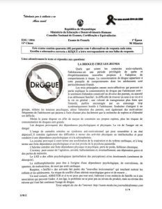 Exame de Francês 12ª Classe (2016)