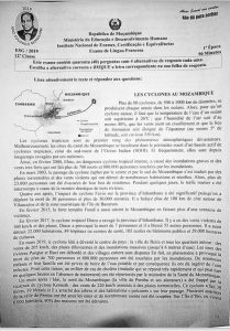 Exame de Francês 12ª Classe (2019)