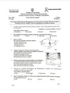 Exame de Geografia 12ª Classe (2015)