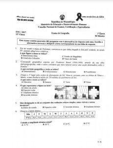 Exame de Geografia 12ª Classe (2017)