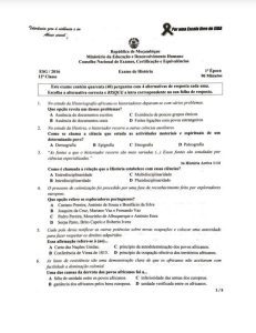 Exame de História 12ª Classe (2016)