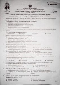 Exame de História 12ª Classe (2019)