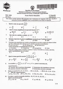 Exame de Matemática 12ª Classe (2020)