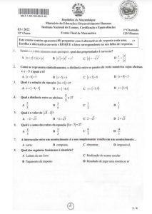 Exame de Matemática 12ª Classe (2022)