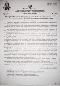 Exame de Português 12ª Classe (2019)