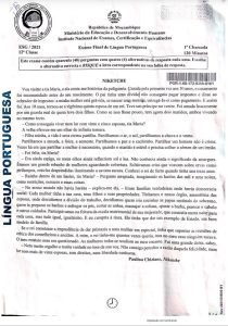 Exame de Português 12ª Classe (2021)