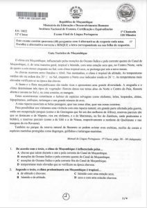 Exame de Português 12ª Classe (2022)