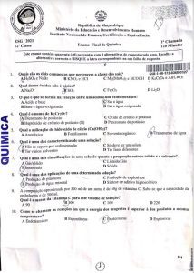 Exame de Química 12ª Classe (2021)