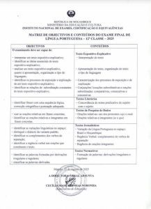 Matrizes dos Exames Finais da 12ª Classe (2025): Guia Completo e Download Oficial
