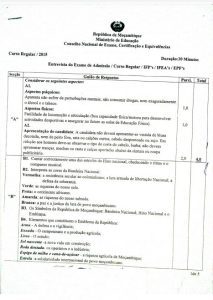 Entrevista do Exame de Admissão – IFP (2015)
