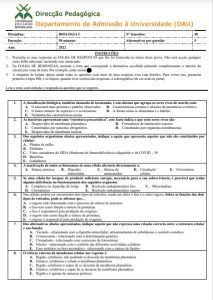 Exame de Admissão UEM – Biologia I (2022)
