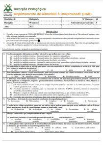 Exame de Admissão UEM – Biologia I (2021)