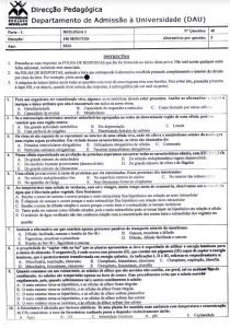 Exame de Admissão UEM – Biologia I (2024)