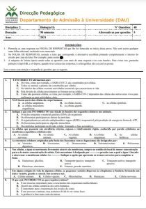 Exame de Admissão UEM – Biologia II (2021)