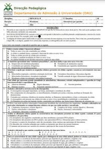 Exame de Admissão UEM – Biologia II (2022)