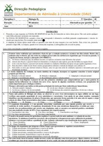 Exame de Admissão UEM – Biologia III (2021)