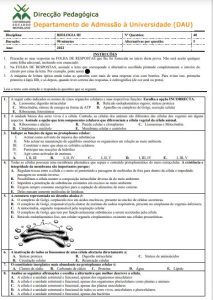 Exame de Admissão UEM – Biologia III (2022)