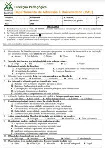Exame de Admissão UEM – Filosofia (2022)