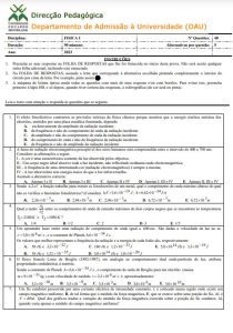 Exame de Admissão UEM – Fisica I (2022)