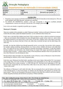 Exame de Admissão UEM – Inglês (2020)