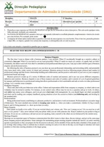 Exame de Admissão UEM – Inglês (2022)