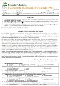 Exame de Admissão UEM – Português II (2020)
