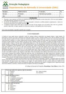 Exame de Admissão UEM – Português IV (2022)