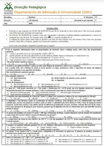 Exame de Admissão UEM – Química (2018)