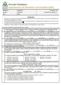 Exame de Admissão UEM – Química II (2021)