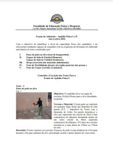 Exame de Admissão UP  – Aptidão Física I e II (2024)