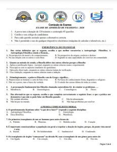 Exame de Admissão UP  – Filosofia (2020)