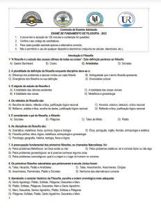Exame de Admissão UP  – Filosofia (2022)