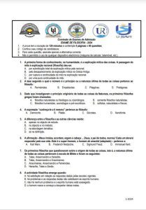 Exame de Admissão UP  – Filosofia (2024)