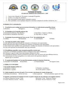 Exame de Admissão UP  – Geografia (2020)
