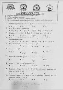 Exame de Admissão UP – Matemática (2025)
