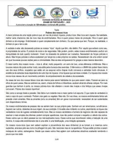 Exame de Admissão UP – Português I (2023)
