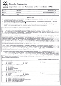 Exame de Admissão UEM – Francês (2023)
