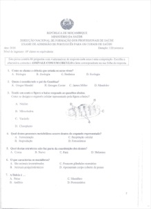 Exame de Admissão ICS – Biologia (2018)