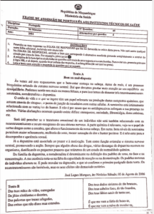 Exame de Admissão ICS – Português (2021)