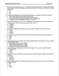 Exame de Admissão ICS – Química (2006)