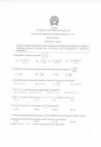 Exame de Admissão ACIPOL – Matemática (2011)